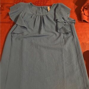 Zenana Outfitters Blue Ruffle Sleeve Blouse